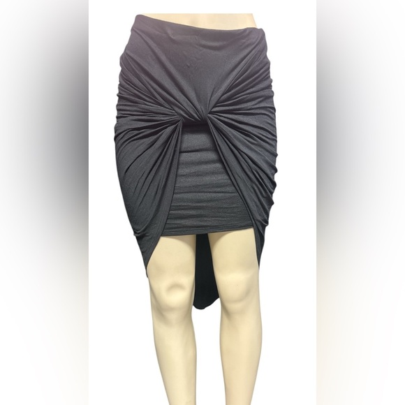Ping Black Asymmetrical Midi Wrap Skirt - Picture 2 of 5